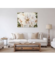 Tablolife White Flower Yağlı Boya Dokulu Tablo 75X100,Çerçeve;Siyah