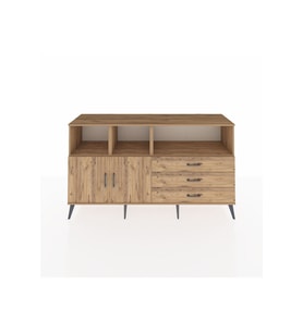 Kronos Konsol 5 Raflı 3 Çekmeceli 2 Kapaklı 176x59x99 Çam-Çam