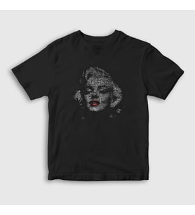 Presmono Unisex Çocuk Siyah Face Marilyn Monroe T-Shirt 39022tt