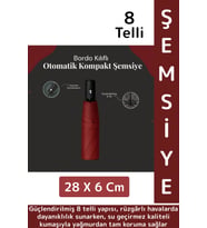 Kompakt Çanta Boy Seyahat Tipi Dayanıklı Otomatik Açma Kapama Güçlendirilmiş 8 Telli Kılıflı Şemsiye