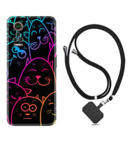 General Mobile GM 21 Pro GM 22 Pro Plus Kılıf Boyun Askılı Silikon Neon Cats 1790
