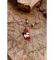 Mini Şık Kıyafetiyle Sizlerle Tatlı Mouse Paslanmaz Çelik Gold Renk Kolye Küpe Seti