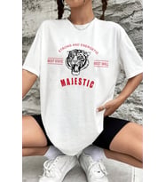 Unisex Majestic Baskılı T-shirt (Beyaz)