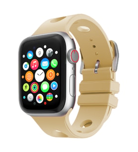 Apple Watch 7 45mm Uyumlu Delikli Tasarım Zore KRD-147 Silikon Kordon (Gold)