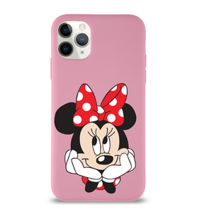 Apple iPhone 11 Pro Max  Lansman Kılıf Minnie Mouse Tasarımlı Altı Kapalı İçi Kadife Kaplı  Kapak (Şeffaf)