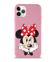 Apple iPhone 11 Pro Max  Lansman Kılıf Minnie Mouse Tasarımlı Altı Kapalı İçi Kadife Kaplı  Kapak (Şeffaf)