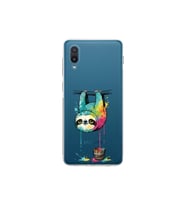 Samsung Galaxy A02 ile Uyumlu Splash Tembel Hayvan Tasarımlı Şeffaf Silikon Kılıf