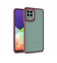 Samsung Galaxy A22 4G Kılıf Case, Kamera Lens Korumalı Elektroplatin Kaplama Sert PC Koruyucu Colourful Platinum Serisi (Kırmızı)