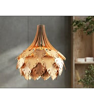 İngiliz Tarzı Çınar Yaprağı Modern Globe Küre Doğal Ahşap MDF 3D Lazer Kesim Rustik Salon Avize