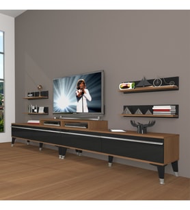 Decoraktiv Ekoflex 360R Mdf Silver Tv Ünitesi Tv Sehpası - Ceviz Siyah (Siyah - Ceviz)