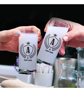 İsimli ve Baş Harfli 2li Rakı Bardağı