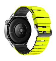 Huawei Watch 5 / 4 / 3 Pro 22mm Kordon Double Soft Yumuşak Silikon Band STR-27 (Sarı-Siyah)