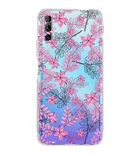 PrintiFy Huawei Psmart ProUyumlu Kamera Korumalı Floral Pembe Tasarımlı Şeffaf Silikon Kılıf