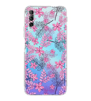 PrintiFy Huawei Psmart ProUyumlu Kamera Korumalı Floral Pembe Tasarımlı Şeffaf Silikon Kılıf