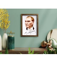 BK Home Atatürk Tasarımlı Doğal Masif Ahşap Çerçeveli Tablo-37
