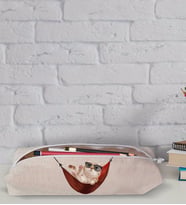 BK Gift Kedi Tasarımlı Keten Bez Kalemlik-1