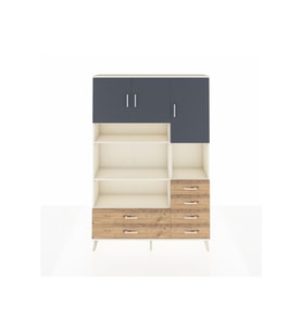 Arges Dolap 9 Raflı 6 Çekmeceli 3 Kapaklı 132x30x195 Aytaşı-Antrasit/Çam