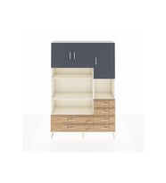 Arges Dolap 9 Raflı 6 Çekmeceli 3 Kapaklı 132x30x195 Aytaşı-Antrasit/Çam