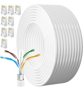 Kablosu 40 Metre Cat 6 Yüksek Hızlı 1000Mbps 250MHz Koruması Internet Kablosu Beyaz Lan Kablosu Uzun 130ft Network Kablosu 40M Kurulum Ethernet Kabloları