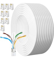 Kablosu 40 Metre Cat 6 Yüksek Hızlı 1000Mbps 250MHz Koruması Internet Kablosu Beyaz Lan Kablosu Uzun 130ft Network Kablosu 40M Kurulum Ethernet Kabloları