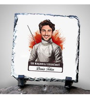 Kişiye Özel Hediye Karikatürlü En Başarılı Erkek Eskrimci Dekoratif Taş