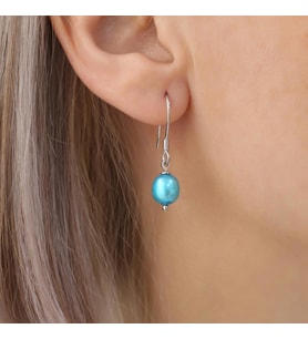 925 Ayar Gümüş Barock Ocean Blue Tatlısu İncisi Küpe-8mm
