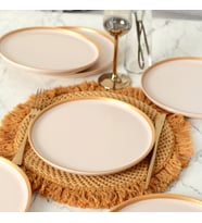 Keramika Nordic Gold Mat Krem Pasta Tabağı 22 Cm 6 Adet