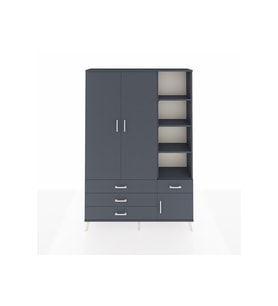 Arges Gardrop 5 Raflı 4 Çekmeceli Tek Askılı 132x30x195 Antrasit-Antrasit