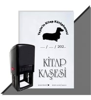 Kişiye Özel Köpek Silüet 6 Tarihli Otomatik Kitap Kaşesi (Siyah)