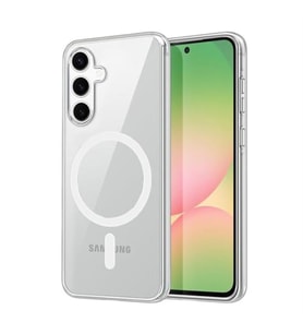 Coverzone Samsung Galaxy A55 5G ile uyumlu ?effaf K?l?f MagSafe Uyumlu G��l� M?knat?sl? Wireless ?arj Destekli Crystal Clear ?nce Sert Arka Kapak Kamera Lens Korumal? Darbe Emici K?l?f