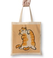Cute Ginger Cat Orange Tabby Cat Kedi Bez Çanta Uzun Saplı