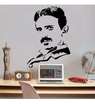 Bilim Adamı Nikola Tesla Silüeti Dekoratif  Duvar Sticker, Çıkartma