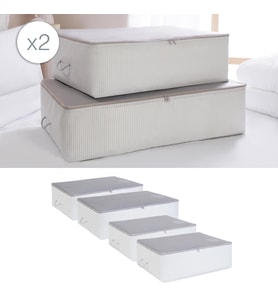 Ocean Home Textile 4'lü Gri Renk Stuff & Things Baza Altı Hurç Set