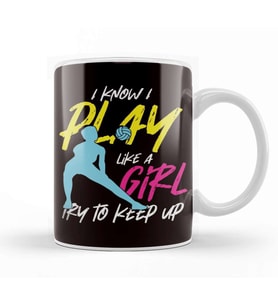Volleyball Player Girl Coach Team Ball Sports Training Game Kupa Bardak Porselen