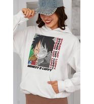 Monkey D. Luffy Straw Hat Luffy Baskılı Unisex Oversize One Piece Anime Karakter Hoodie