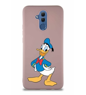 Huawei Mate 20 Lite Soft Premier Kapak Donald Duck-C Tasarımlı Silikon Kılıf - Pudra (Şeffaf)