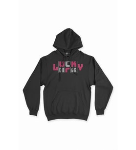Lucky Şanslı Pembe Siyah Sweatshirt Hoodie