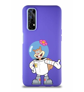 Realme 7 Soft Premier Kapak Sandy Tasarımlı Silikon Kılıf - Mor (Şeffaf)