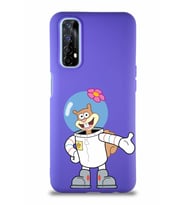 Realme 7 Soft Premier Kapak Sandy Tasarımlı Silikon Kılıf - Mor (Şeffaf)