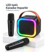 LED Işıklı Bluetooth Karaoke Hoparlör Seti