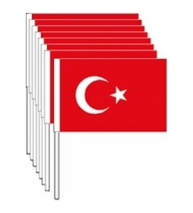 Türk Bayrağı Kağıt Çıtalı 100 Adet Küçük Boy