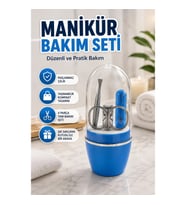 Mavi Manikür ve Pedikür Bakım Seti – Cımbız, Makas, Tırnak Makası ve Törpü