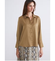LCWAIKIKI Classic Haki Oversize Saten Kadın Gömlek