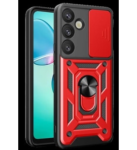 Pilelistore   Samsung Galaxy S25 Plus Kılıf Pars Lens Yüzüklü Silikon - Kırmızı