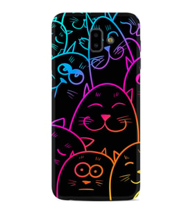 Samsung J6 Plus J7 Prime J7 Pro M20 Kılıf Desenli Silikon Neon Cats 1790