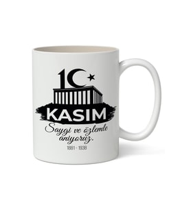 10 Kasım Mustafa Kemal Atatürk Tasarımlı Kupa Bardak Baskılı Kahve Kupa Bardak Model 1