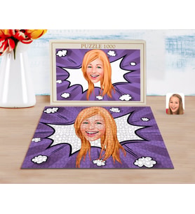BK Gift Kişiye Özel Kadın Yüz Karikatürlü 1000 Parça Profesyonel Puzzle-1