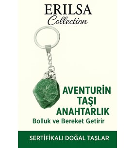 Sertifikalı Ham İşlenmemiş Aventurin Taşı Anahtarlık – Şans, Bolluk ve Denge Taşı (Çok Renkli)