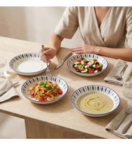 GÜRAL PORSELEN Zeytindalı Desenli 20 cm 4lü Porselen Çukur Tabak Seti