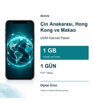 Çin Anakarası, Hong Kong ve Makao eSIM İnternet Paketi Günlük 1 GB 1 Gün - FUP 1 Mbps